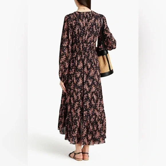 ULLA JOHNSON Joan floral print midi length dress size 10 - Picture 2 of 7